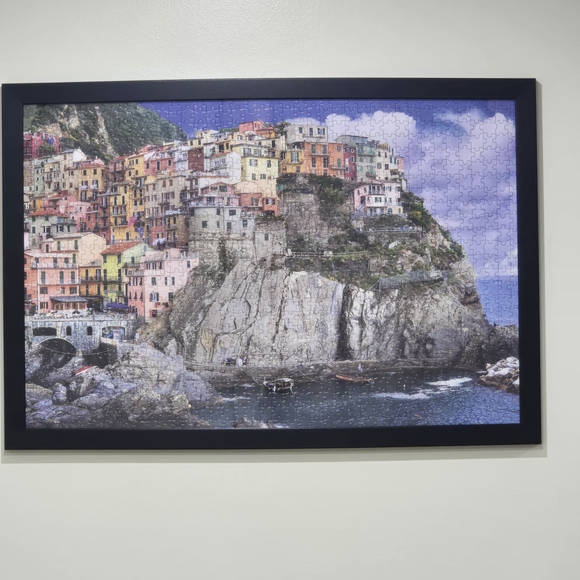Puzzle Art - 1000-Pc Puzzle Cinque Terre Italy - Completed and Black Framed - Picture 5 of 16